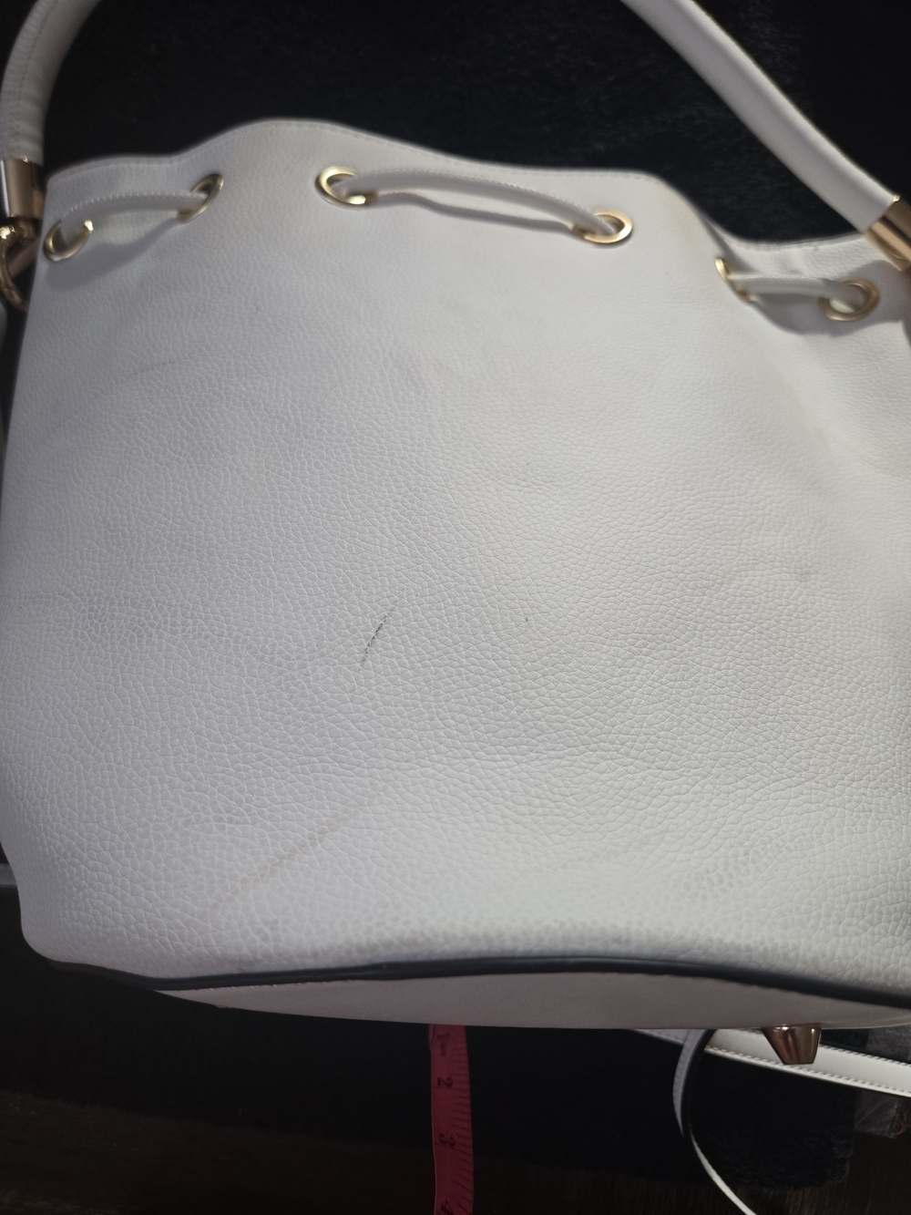 The Bucket White Drawstring Bucket Bag - Fashionable Women's Crossbody W/ Wallet - Picture 8 of 14